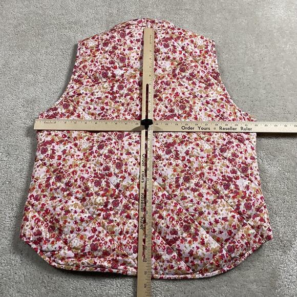 J.Crew Vest Womens L Pink Floral Quilted Puffer Zip Pockets Cabincore Preppy - Picture 4 of 7